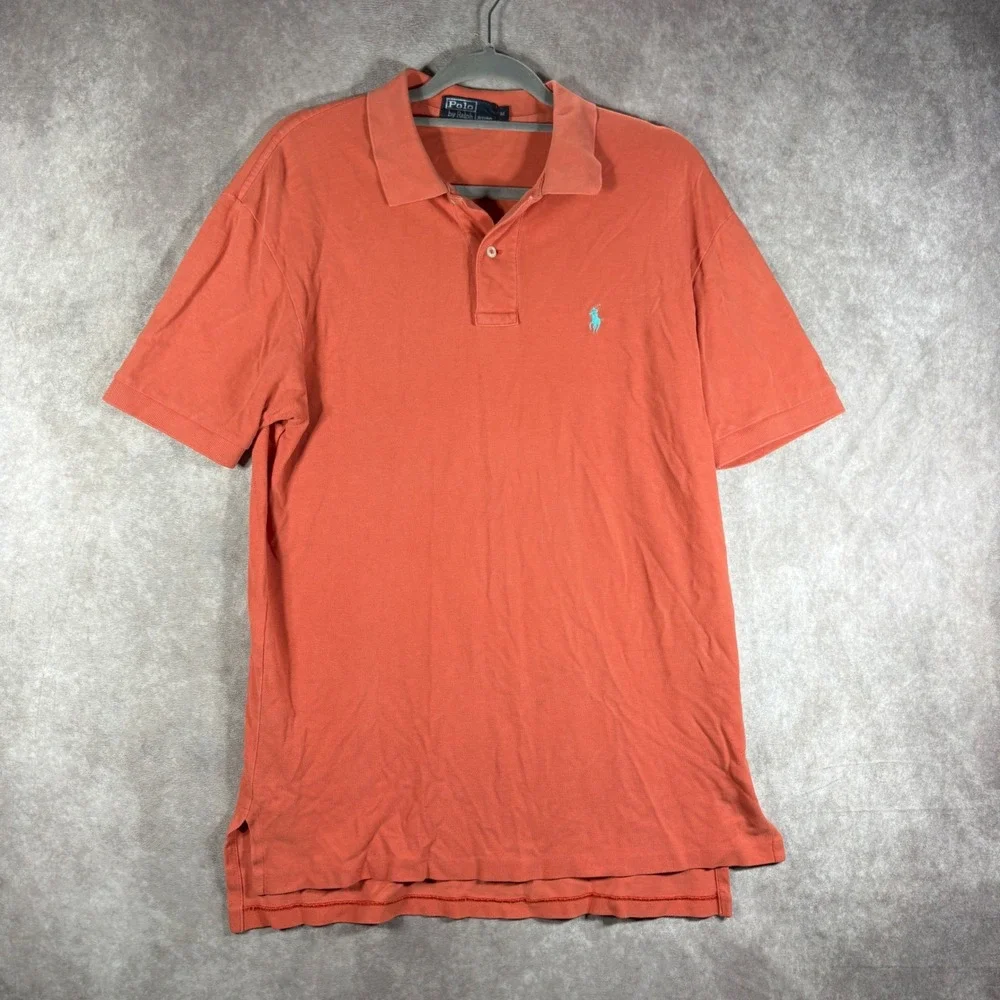 Polo Ralph Lauren Polo Shirt Mens M Orange Short Sleeve Pique Cotton Classic Fit